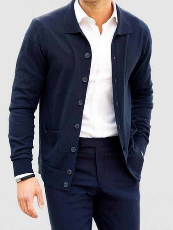 Cardigan à revers homme Automne/Hiver 2025: Manteau pull européen et américain à boutonnage simple amincissant
