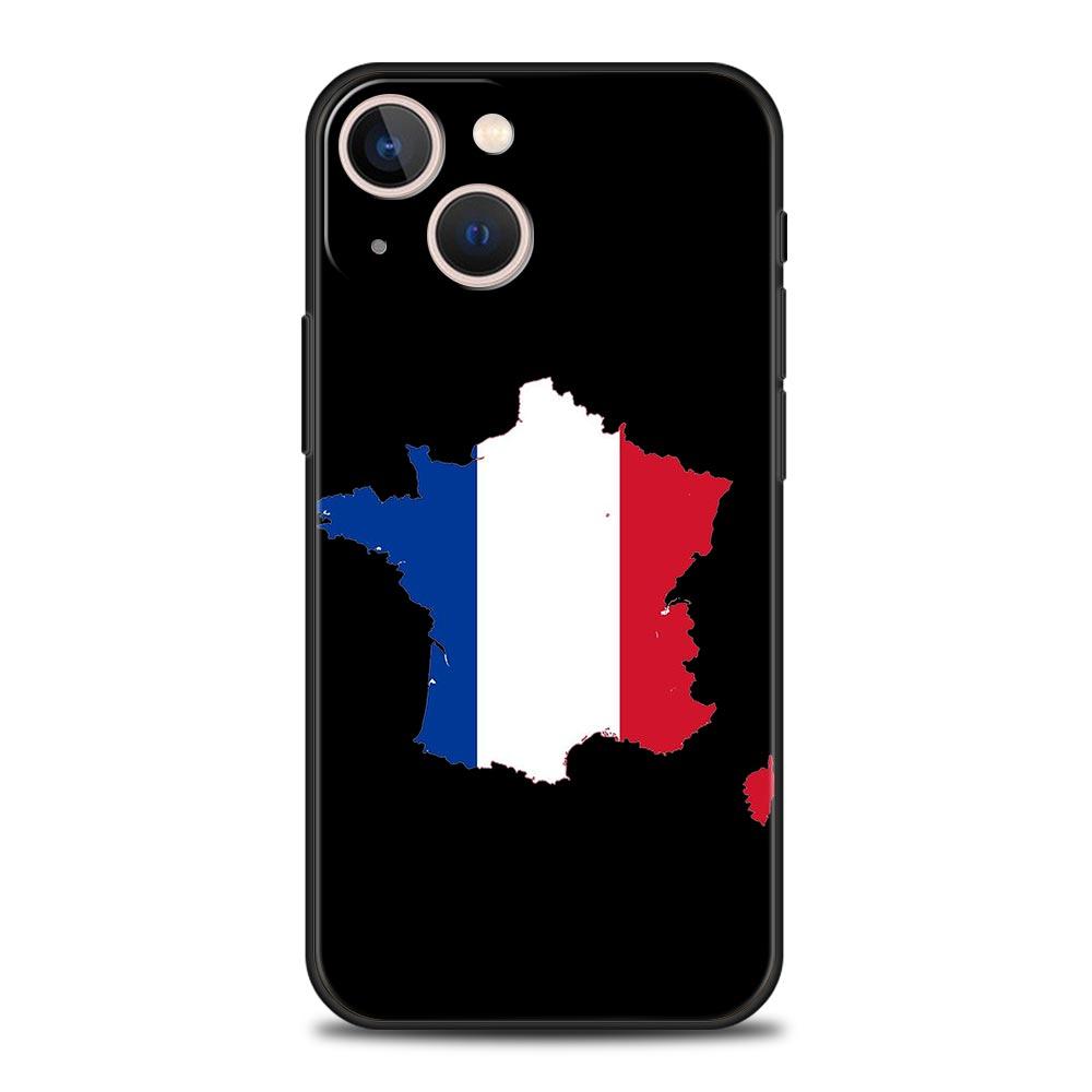 Luxury Phone Case For Apple iPhone 11 15 14 Pro MAX 12 13 7 8 Plus X XR XS MAX SE Silicone Black Cover Funda France flag