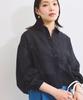 Blouse Floral Embroidered Shiny Sheer Blouse for Black [BIS] [WEB Exclusive] Women, (02)