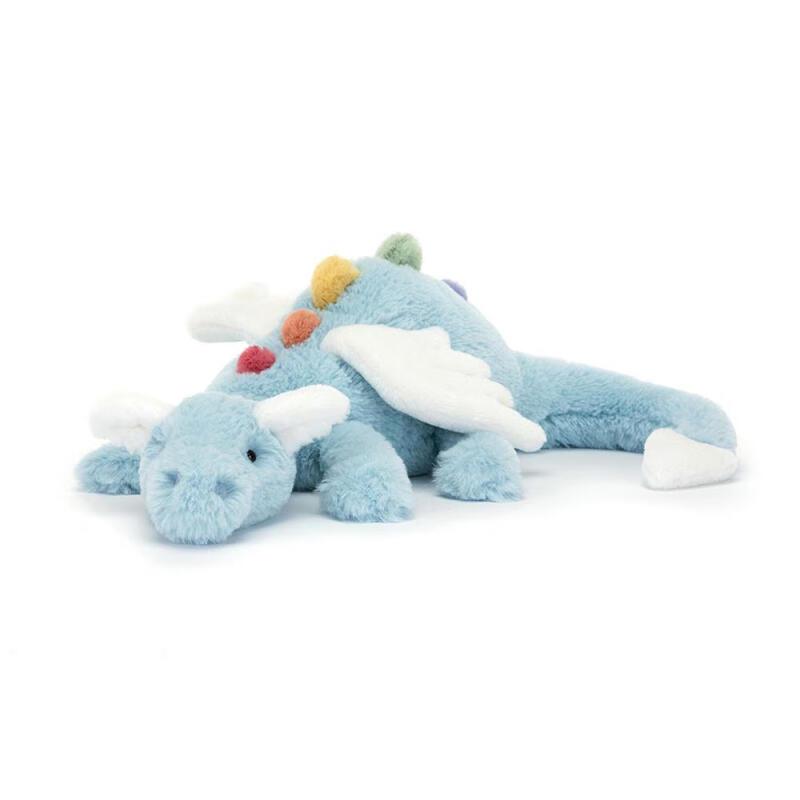 Jelly Sky Blue Rainbow Snow Dragon Plush Toy - Large Leg-Clamping Pillow for Women
