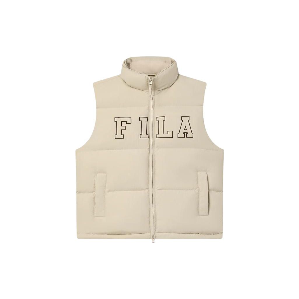 

FILA Letter Logo Print Lined Loose Down Vest Unisex Vests Light-Sand F51U349903FLK L