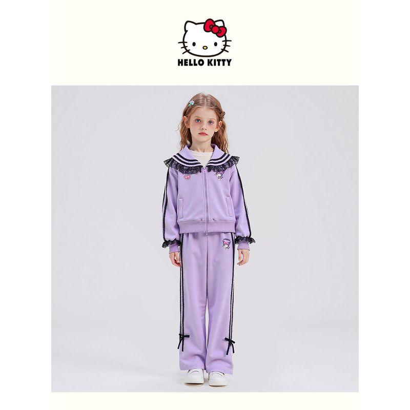 Kuromi Girls' Autumn Outfit 2025 New Sweet Lace Medium and Large Children's Sportswear Girls' Autumn Two-Piece Set