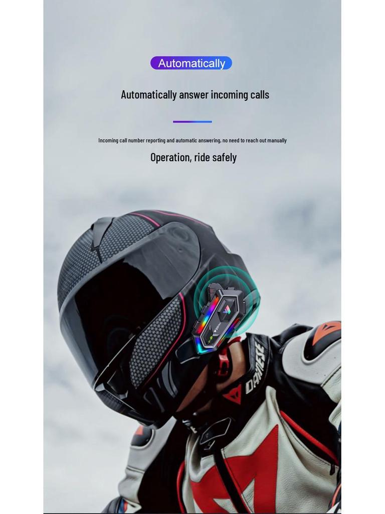 Y20MAX Motorcycle Helmet Bluetooth Intercom Headset with SOS Light