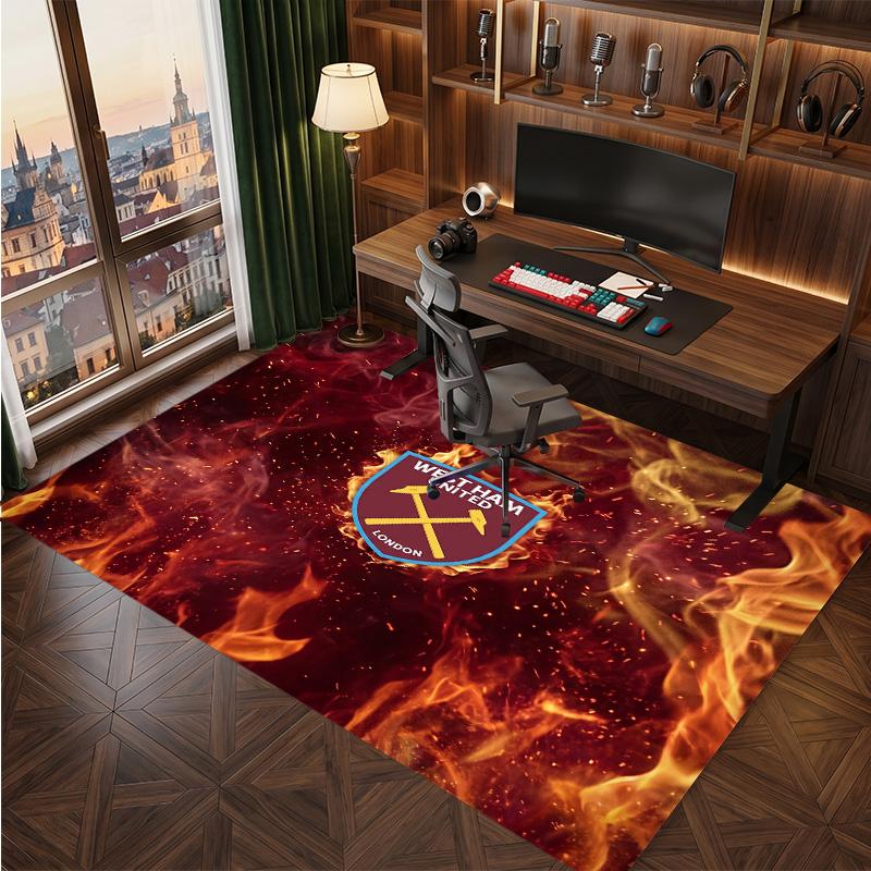 Tappeto in Velluto di Cristallo con Stampa del West Ham United Football, Comodo Assorbente d'Acqua Antiscivolo Tappeto per Pavimenti Interni