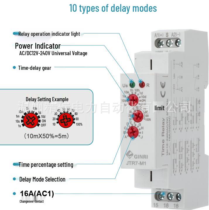 JTR7-M1 Multifunktions-Zeitrelais: 12-240V AC/DC Stromauslöser, Verzögerter Ein/Aus-Controller