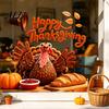 Holiday Home Beautification Autumn Thanksgiving Turkey Window Static Sticker, Decorative Removable PVC Decals, Reusable Glass Clings