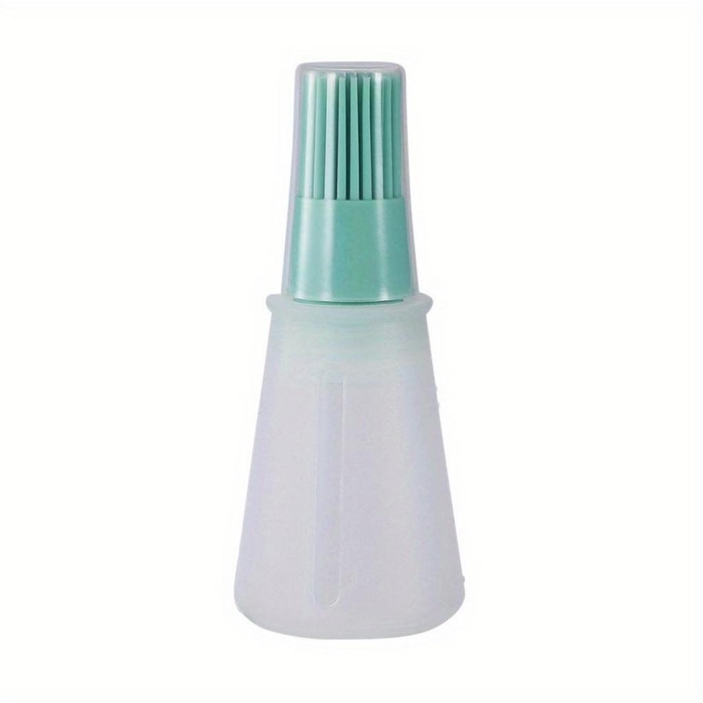 1Piece Orange/Green Portable Silicone Oil Bottle for BBQ Oil Brush, Pastry Plastic Kitchen Oil Bottle, Outdoor Baking and Grill Brush.