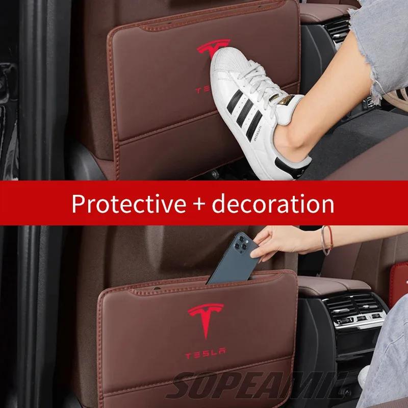 Car Sticker Tesla Car Seat Back Protection Anti-Kick Pad Rear Seat Storage Bag For Tesla Cybertruck Beast Roadster Model 3 Model