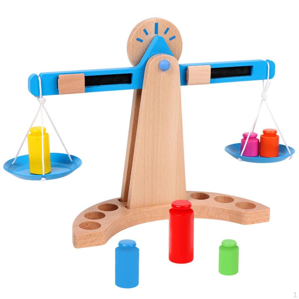 Wooden Balance Scale Toy STEAM Natural for Young Children