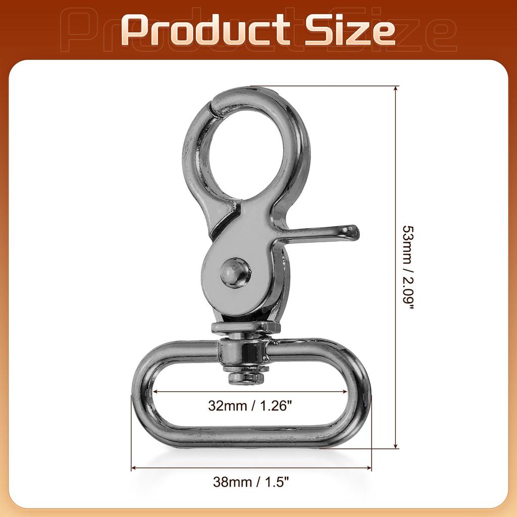 Uxcell 6-Piece Swivel Snap Hooks, 32mm (1 1/4"), Heavy-Duty Zinc Alloy Metal Lobster Claw Hooks for Straps, Bags, Belts, and Leathercraft Clips, Black