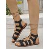 Große Größe Hohl Flache Sandalen Damen Sommer Neu Offene Zehen Flach Mit