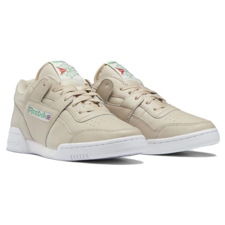 Reebok Workout Plus Vintage Non-Slip Durable Low-Top Sneakers Unisex Sneakers Beige FZ6026
