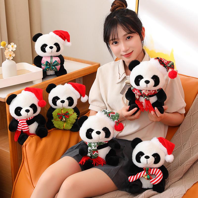 Cute Christmas Panda Plush Doll: Big Panda Hug Pillow Mascot