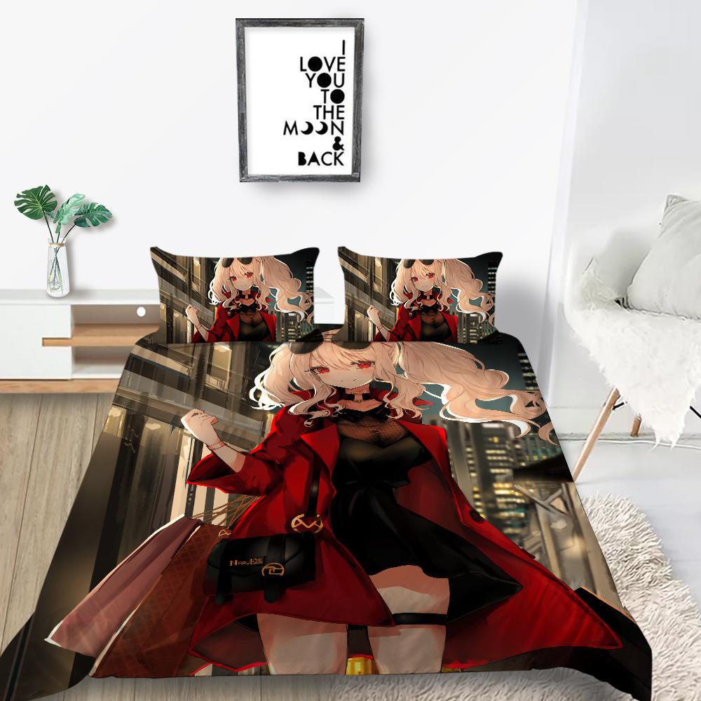 Cartoon Mädchen Bettwäscheset Kinderzimmer Bettbezug und Kissenbezug AU/EU/US Doppelbett/Doppelbett Volle Größe