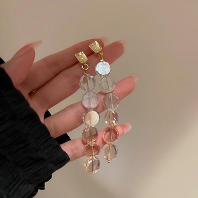Korean New Round Transparent Acrylic Long Pendientes Earrings For Women Fashion Jewelry Dangle Earing