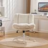26.4 Inch Seat Office Chair, Artificial Rabbit Hair Home Office Chair with Metal Base, Adjustable Desk Chair Swivel Office Chair, Vanity Chair