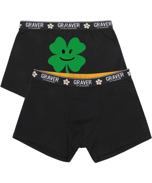

[Graver] 1 УПАКОВКА Трусы мужские Back Clover Smile [Отправка из Кореи] 100% Оригинал Black - M