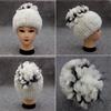 Outdoor Winter Warm Real Fur Beanies Hat Rabbit Fur Cap Knitted Real Rex Rabbit Fur Hats Elastic