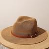 Classic Beige Panama Straw Hat Women's Casual Versatile Wide Brim Straw Hat Men's Summer Top Hat Sun Hat Women's