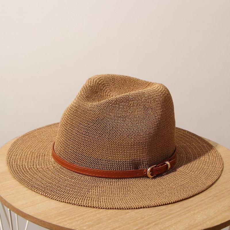 Classic Beige Panama Straw Hat Women's Casual Versatile Wide Brim Straw Hat Men's Summer Top Hat Sun Hat Women's