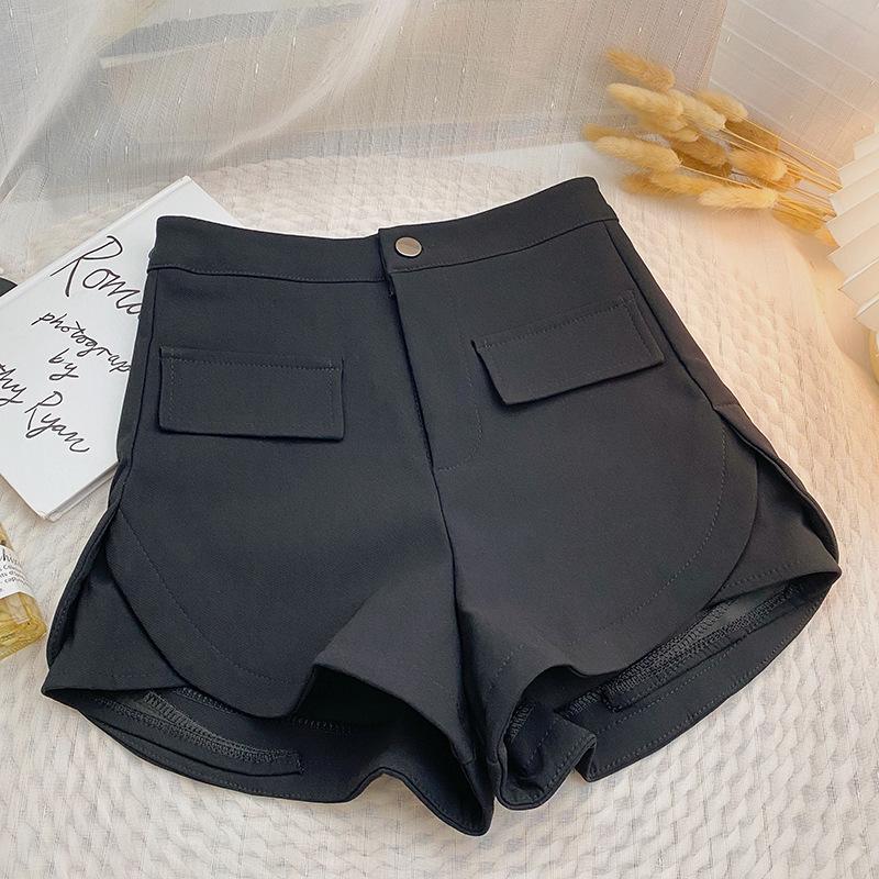Women s Black High-Waist Wide-Leg Shorts - Spring 2026 Korean Style XS чёрный