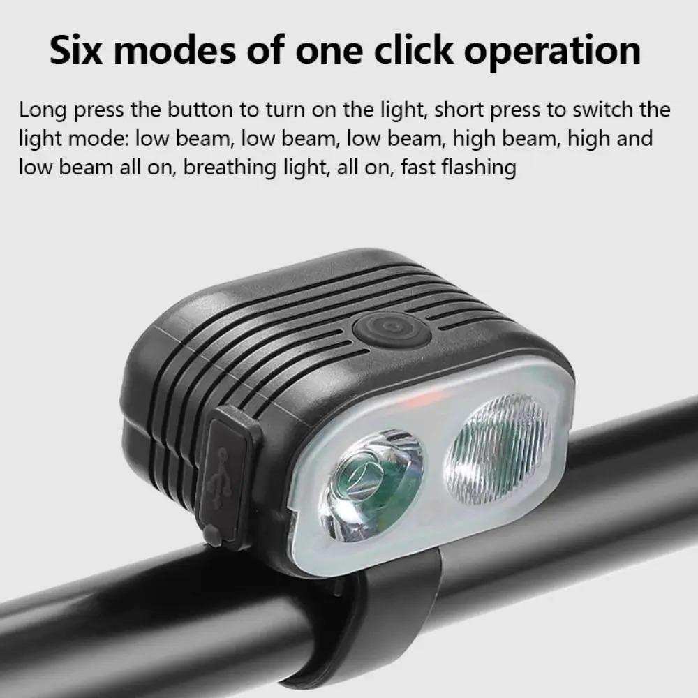 Dual-Beam Bicycle Headlight with Horn,Super Bright LED,High/Low Beam,6 Modes,USB Rechargeable,Waterproof,Safety Light for Night Riding,Road,Mountain