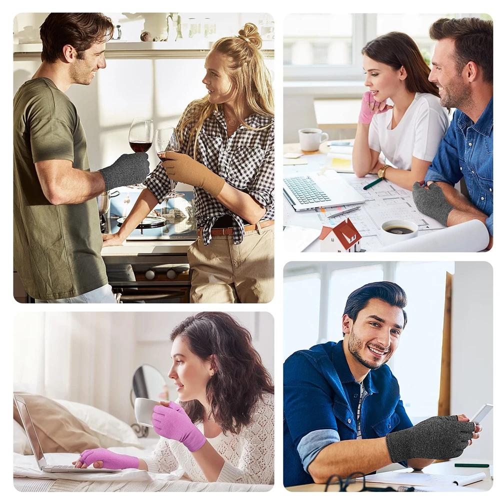 Compression Arthritis Gloves Men Women Cotton Joint Pain Relief Wrist Support Hand Brace Therapy Wristband Compression Gloves