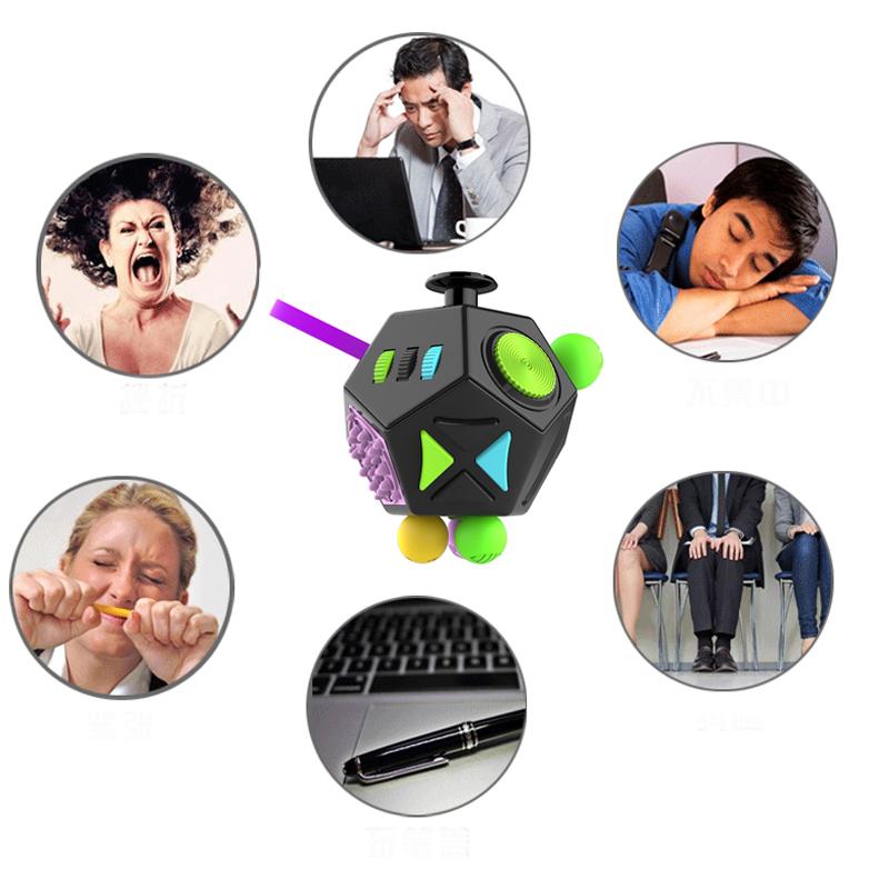 6/12 Sides Cube Decompression Toy Rainbow Stress Relief Autism ADHD OCD Anxiety Sensory Toys Fingertip Desk Toy for Kids Adult