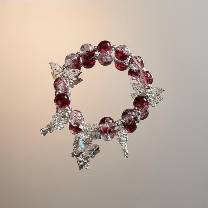 Charming Pink Crystal Floral Bracelet - Court Style Dream Gift for Girlfriend