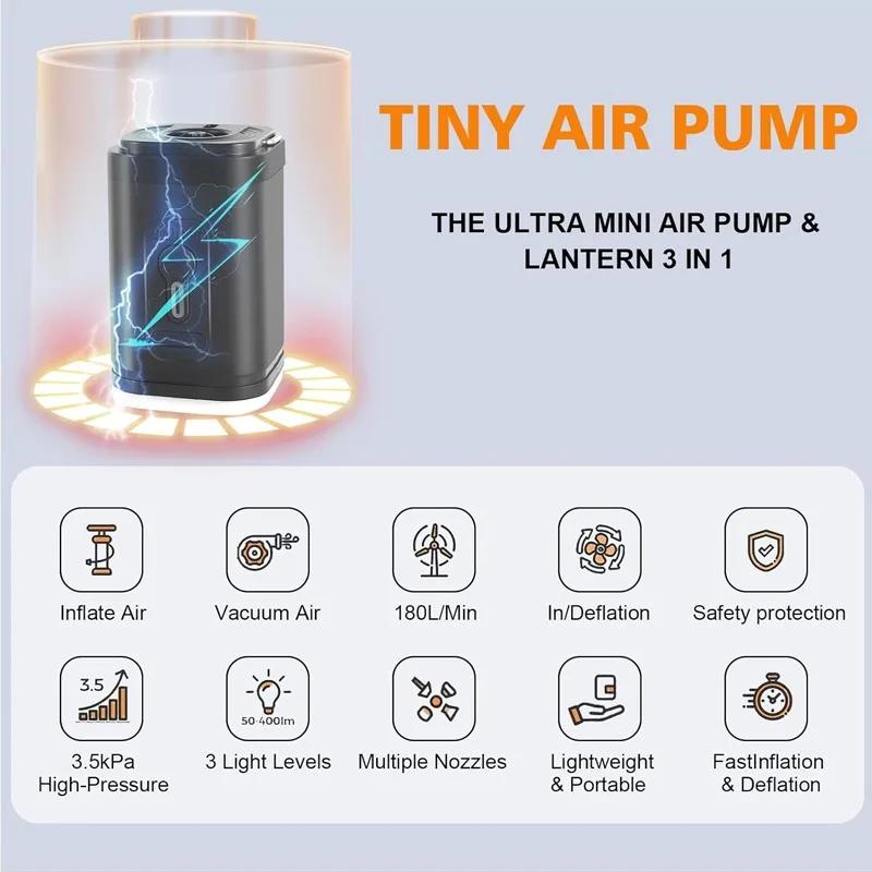Portable Electric Air Pump Wireless Air Compressor Pumps Outdoor Camping Light for Cushions Swimming Ring Inflatable Pumps