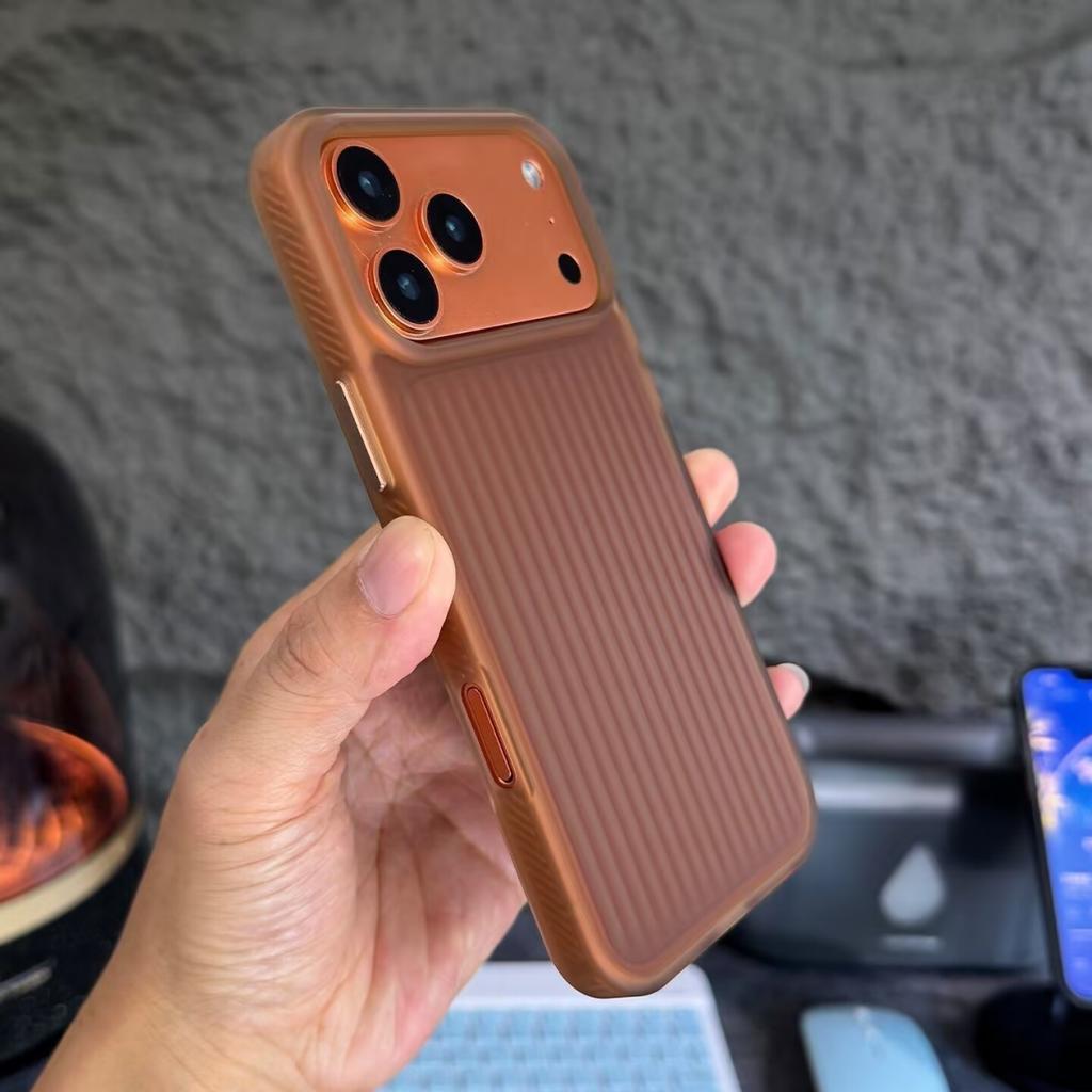 Stripe Corrugated Luggage Pattern Translucent Phone Case For 17 Air 16 15 14 13 12 Pro Max Frosted Shockproof Armor Cover