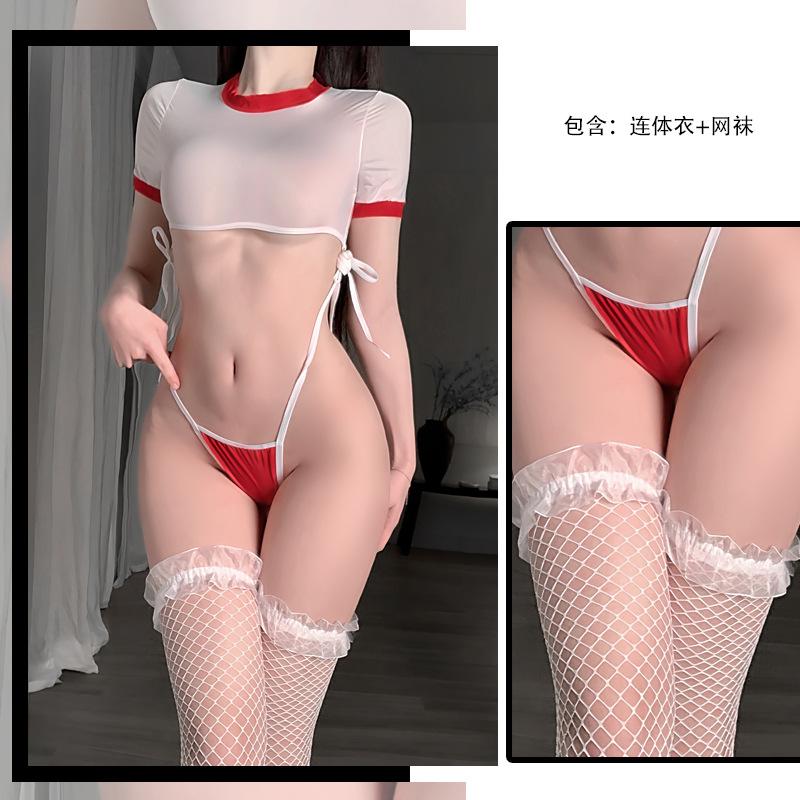 Sexy Underwear Tight High Fork Straps Student Gymnastics Clothes Sexy Hollow Private Home Clothes
