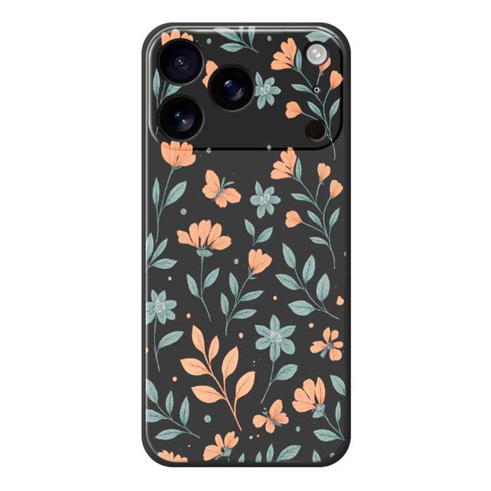 

For iPhone 17 Pro Max Case Yellow Flowers Pattern Printing Straight Edge TPU Phone Back Cover Black
