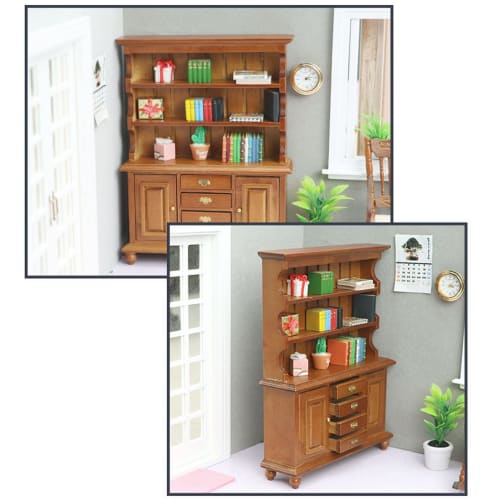 Dollhouse Shelf with 4 Open Drawers Miniature Retro Dollhouse Decoration 1:12 Dollhouse Study Living Room