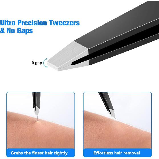 Tweezers for Women Facial Hair, 4Pcs Professional Beauty Tools Stainless Steel Precision Eyebrow Tweezers for Splinter Blackhead and Ingrown Hair