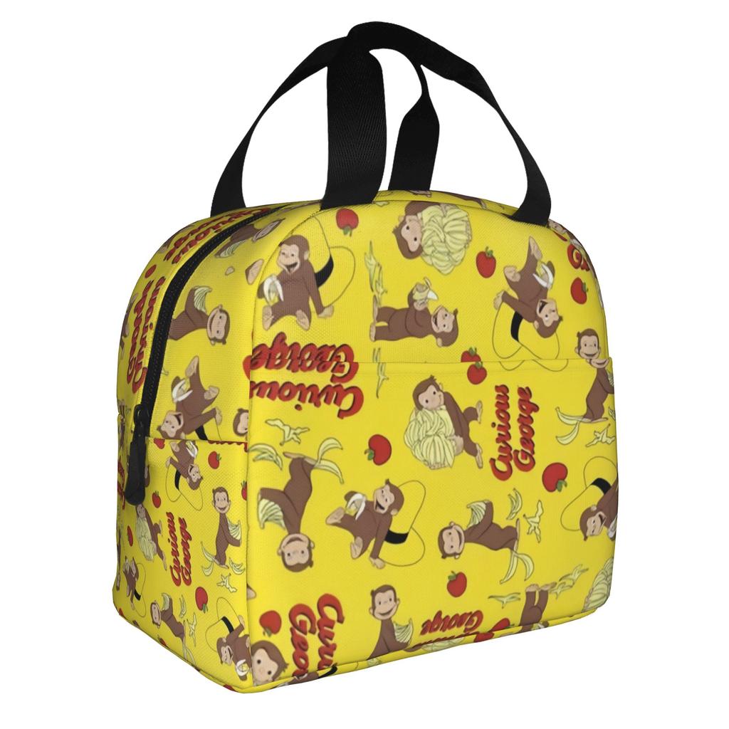 Cartoon Curious George Funny TV Monkey Anime Insulated Lunch Bags for Women Resuable Thermal Cooler Bento Box School