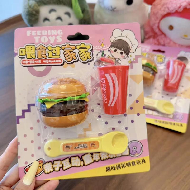 

1 Набор Креативный Набор для Снятия Стресса Веселая Игрушка для Кормления Бургером Ложка Ролевые Игрушки Детская Игра с Воображением Подарки для Мальчиков и Девочек