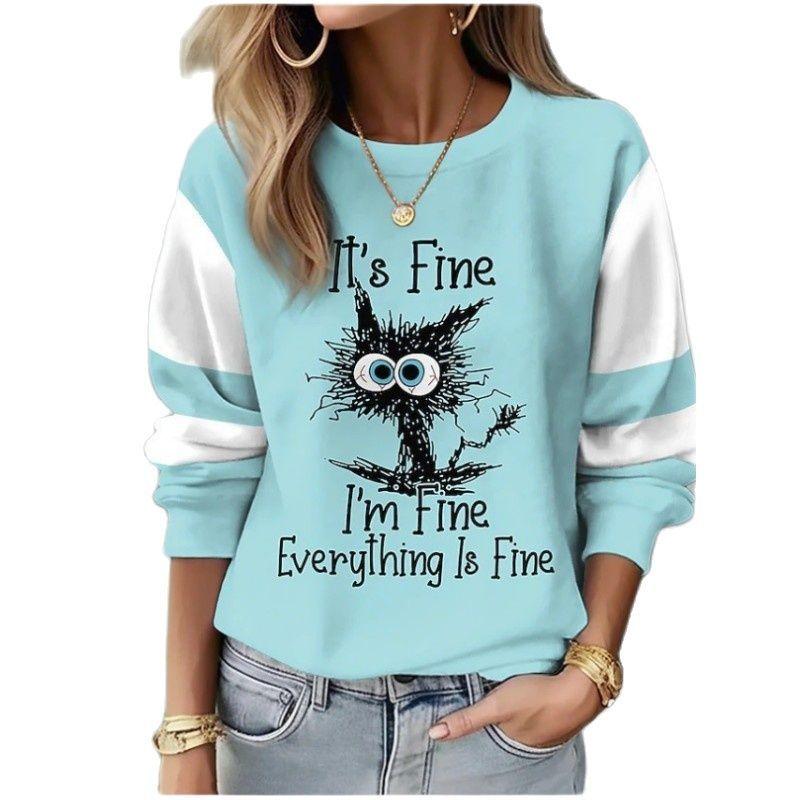 Autumn and Winter Fashion Women's Round Neck Sweatshirt Sportswear Fashion 3D Printed Long Sleeved Clothes Pullovers & Long Sleeves (women’s)