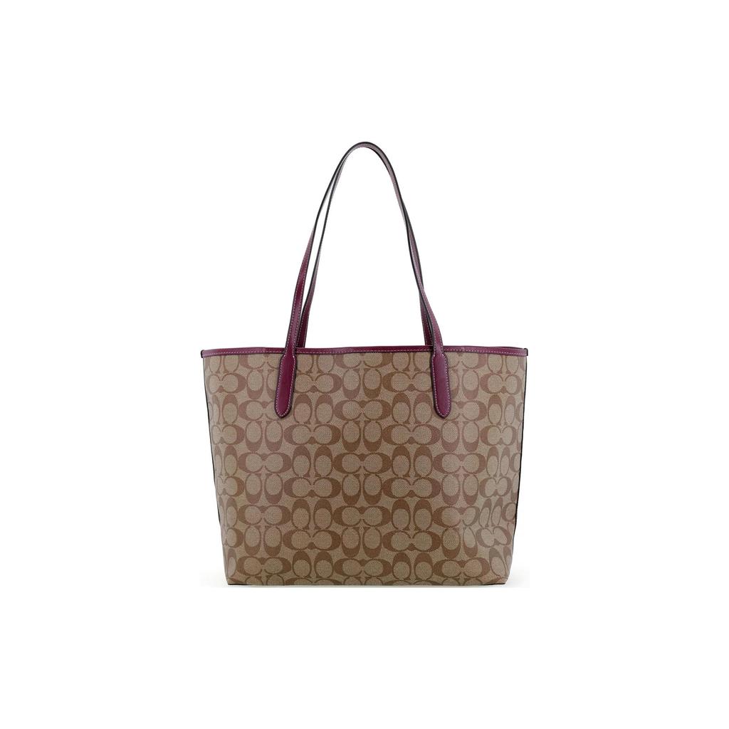 COACH City Artificial Leather Tote Bag , Shopping Bag , Portable Crossbody Bag , Shoulder Bag Large Women's Deep Berry Red (Unisex)