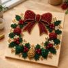 DIY Faux Pearl Art Crafts Christmas Kit, Santa Snowy Cottage Painting Kits for Adults 3D Bead Craft Set Adults, Home Winter Holiday Wall Decor Indoor