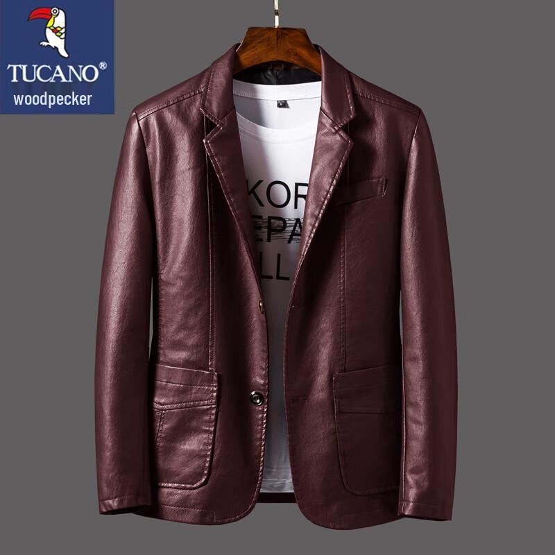 

TUCANO Men s Spring/Autumn Faux Leather Suit Collar Jacket 2XL