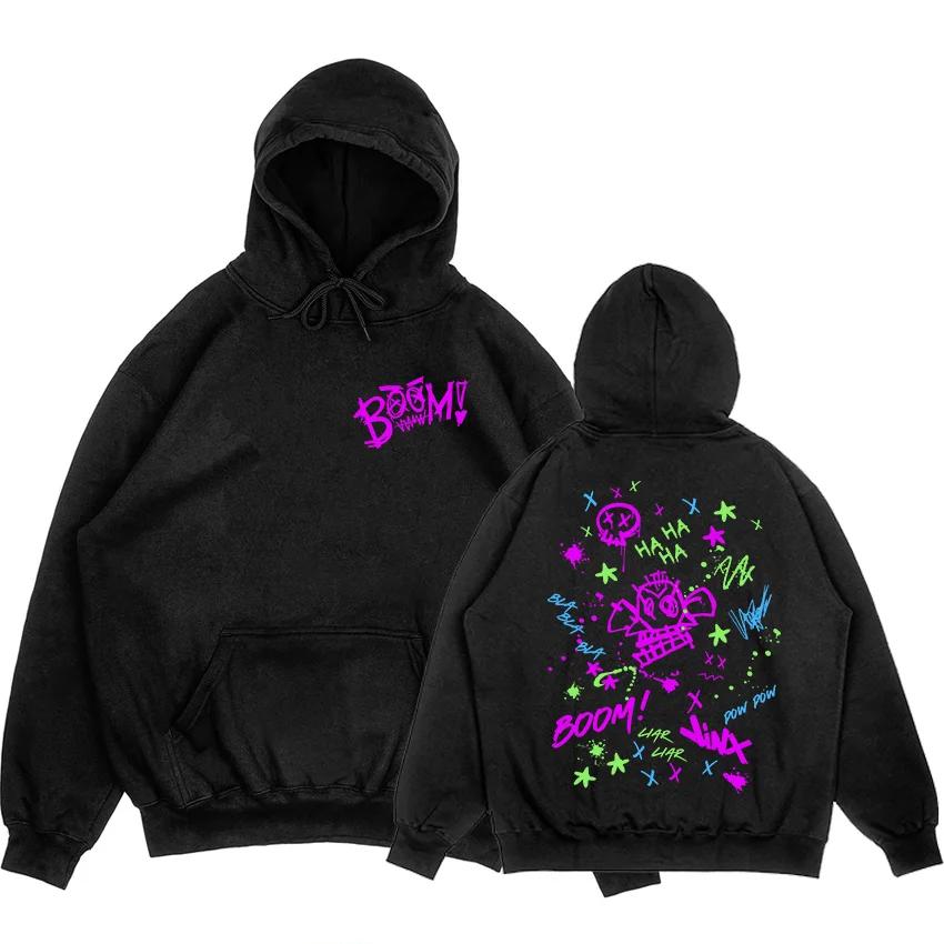 Arcane Jinx Boom Monkey Hoodies Long Sleeve Men Women Sweatshirts Video Game Fashion Printing Pullovers Moletom Masculino Unisex