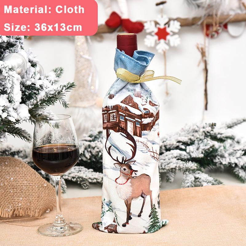 2/1Pcs Creative Christmas Wine Bottle Set Golden Velvet Dress Santa Claus Wine Bottle Cover Xmas New Year Dinner Table Decors