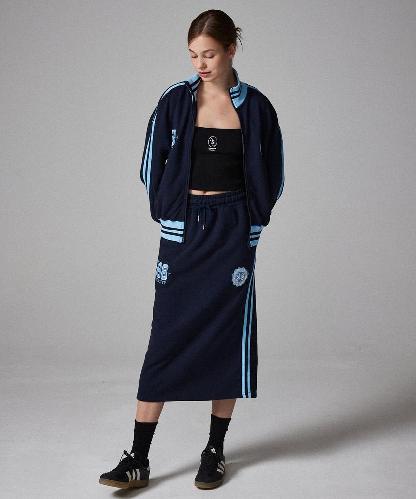 Awesome Studio Line Color Block Sweat Long Skirt Dark Navy