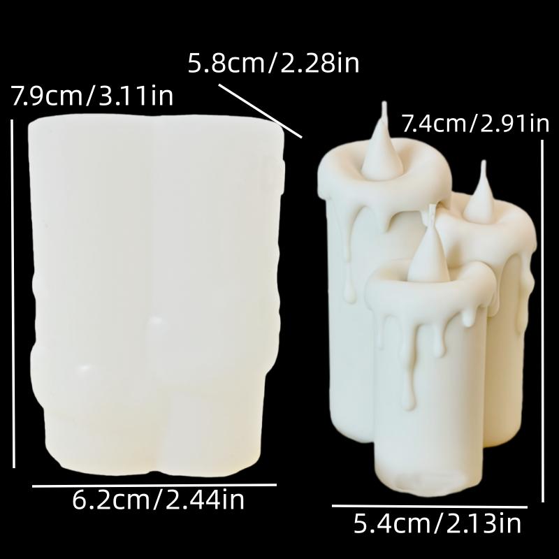 3 Pointed Cylindrical Candle Connected Shape Silicone Mold Pointed Cylindrical Candle Connected Combination Resin Gypsum Molds