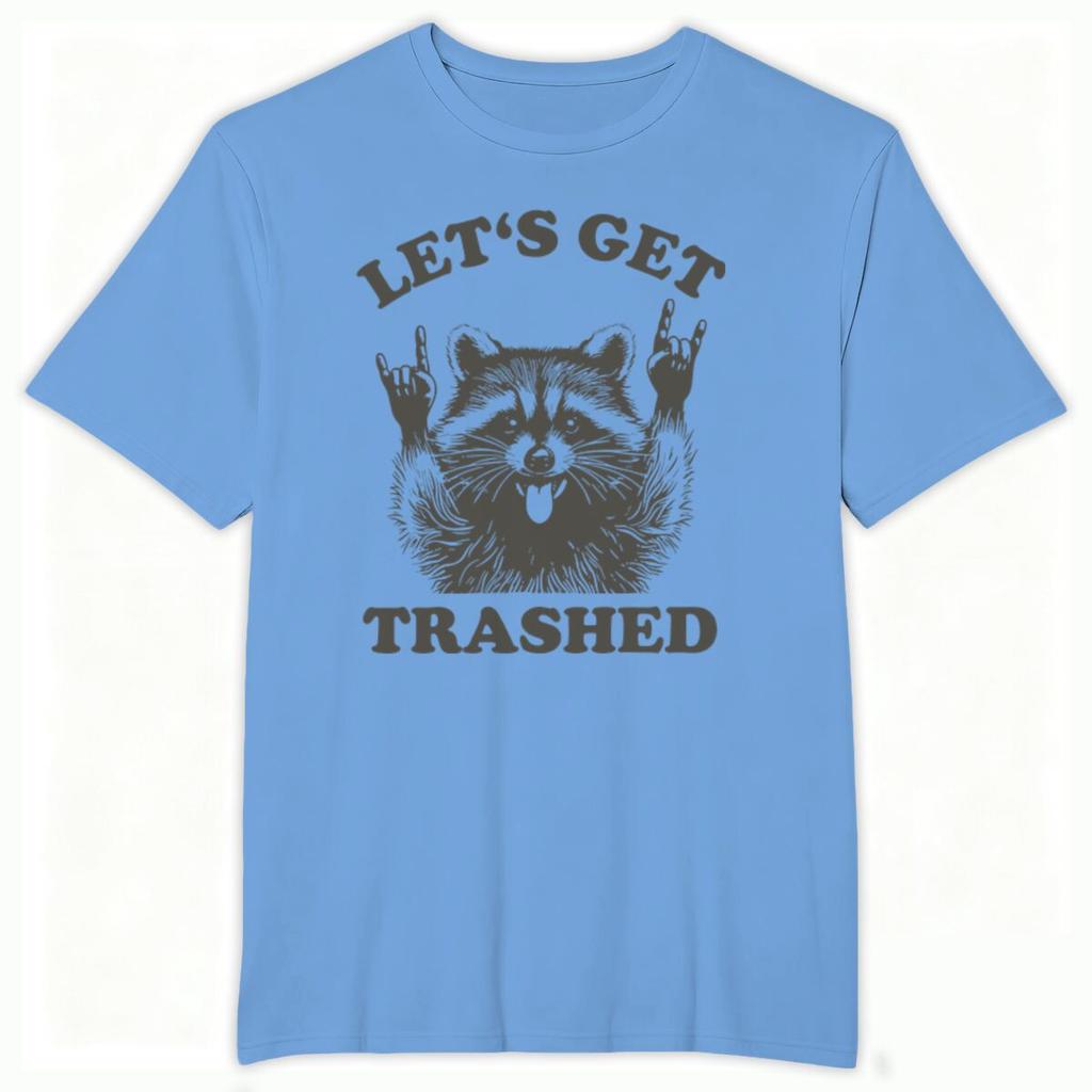 Unisex Tshirts Funny Lets Get Trashed Raccoon Graphic Tee Fashion Summer Animal Lovers Daily Tshirt Trash Panda Sarcastic Top