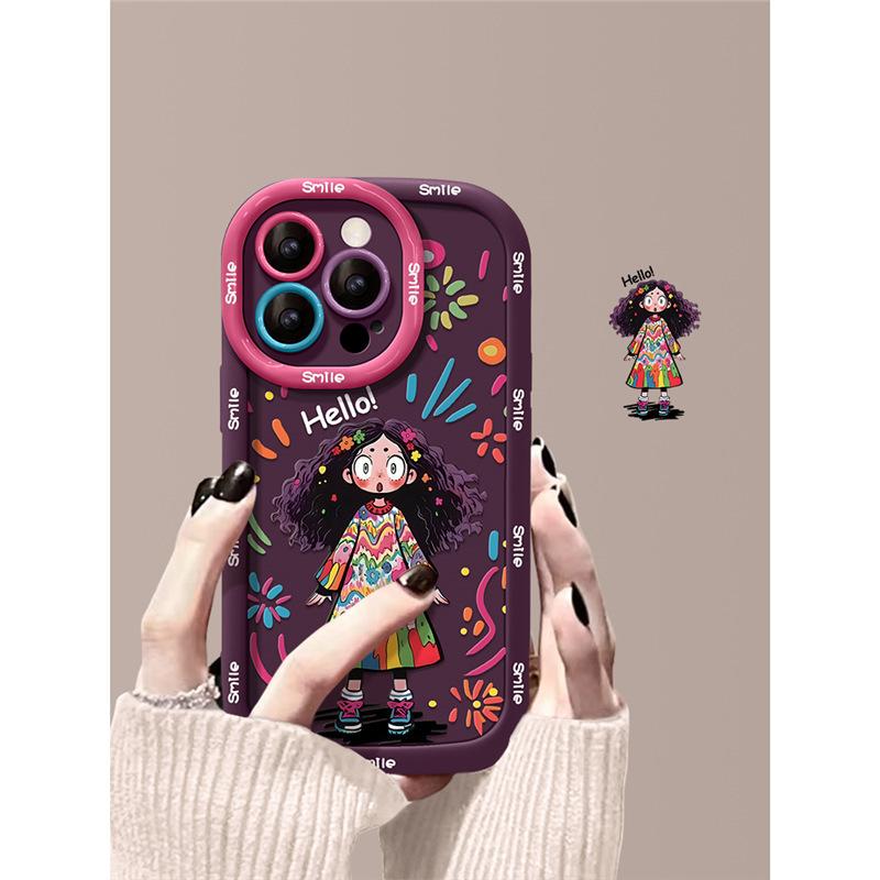 

Подходит для Apple 16 Чехол 14promax Вьющийся iPhone 13 Граффити Девушка 12 Жарить 11 Ниша 15 Apple 6