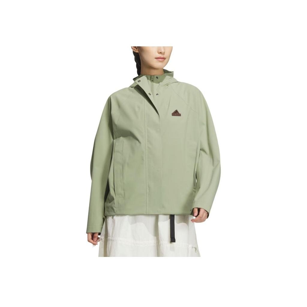 Adidas Tech Rain Jacket Waterproof Sports Casual Hooded Jacket Women Jacket Tent-Green JJ1092