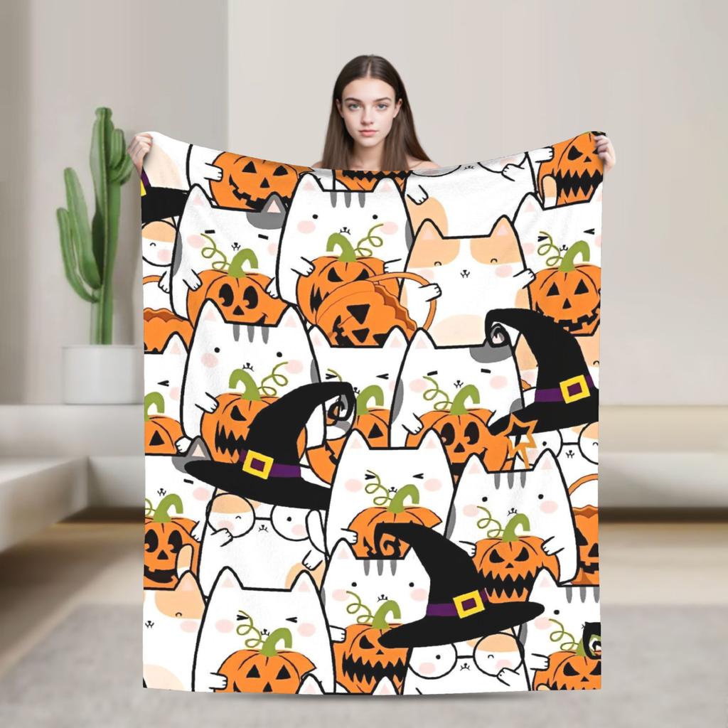 Halloween Theme Pattern  Flannel Blanket Spring  Super Soft Throw Blanket Home Decor Comfortable Bedspread Sofa Bed Cover