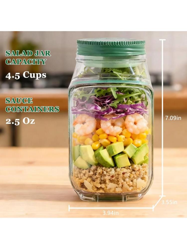 1pc can, side-opening salad making and storage tool, convenient lunch container with seasoning box, suitable for office and trav